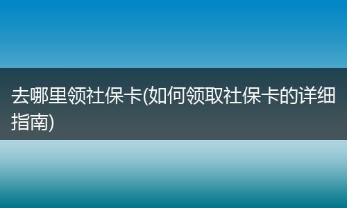 去哪里领社保卡(如何领取社保卡的详细指南)