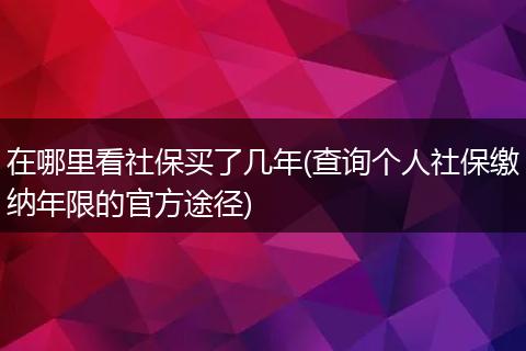 在哪里看社保买了几年(查询个人社保缴纳年限的官方途径)