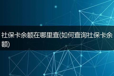 社保卡余额在哪里查(如何查询社保卡余额)