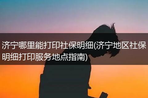 济宁哪里能打印社保明细(济宁地区社保明细打印服务地点指南)