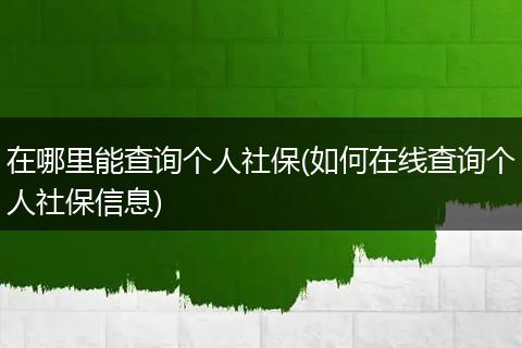 在哪里能查询个人社保(如何在线查询个人社保信息)