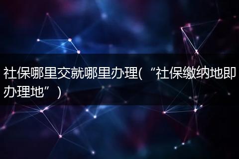 社保哪里交就哪里办理(“社保缴纳地即办理地”)