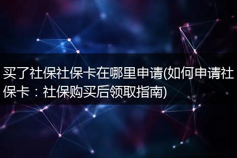 买了社保社保卡在哪里申请(如何申请社保卡：社保购买后领取指南)