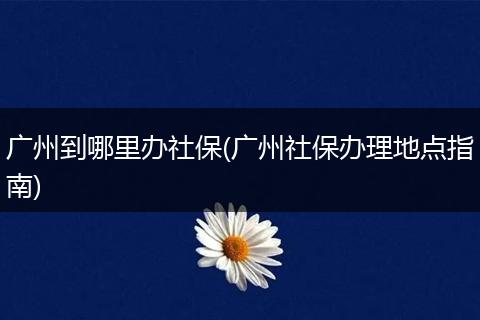 广州到哪里办社保(广州社保办理地点指南)