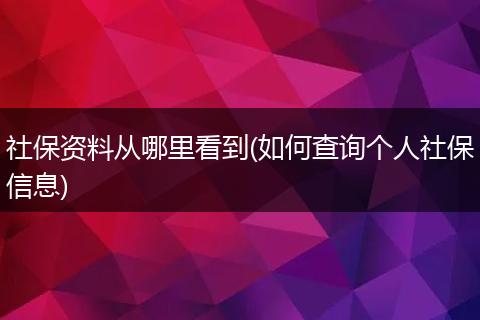 社保资料从哪里看到(如何查询个人社保信息)