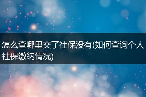 怎么查哪里交了社保没有(如何查询个人社保缴纳情况)