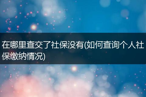 在哪里查交了社保没有(如何查询个人社保缴纳情况)