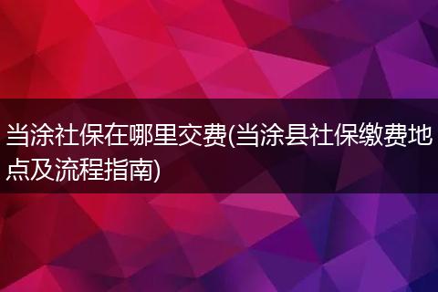 当涂社保在哪里交费(当涂县社保缴费地点及流程指南)