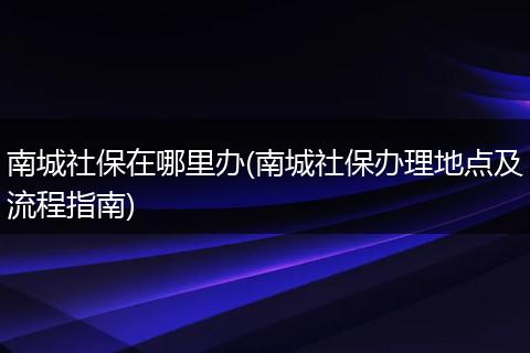 南城社保在哪里办(南城社保办理地点及流程指南)