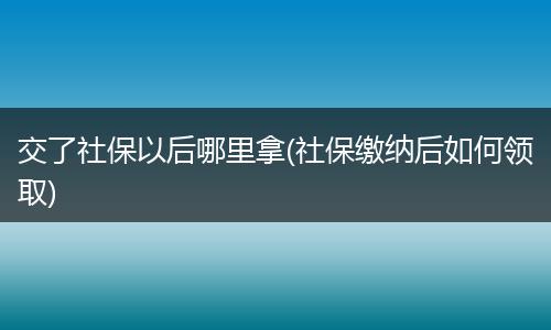 交了社保以后哪里拿(社保缴纳后如何领取)