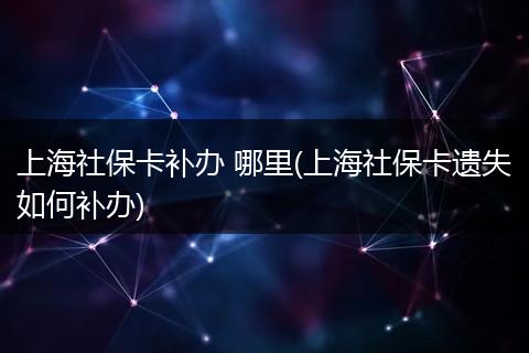 上海社保卡补办 哪里(上海社保卡遗失如何补办)