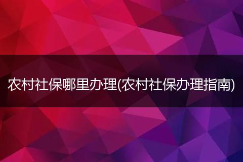 农村社保哪里办理(农村社保办理指南)