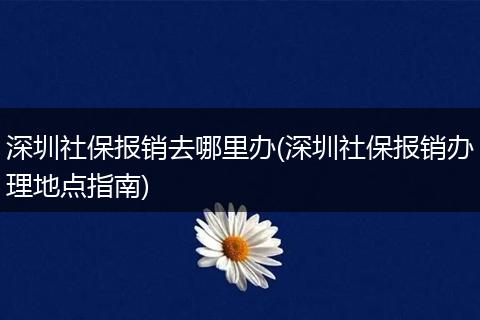 深圳社保报销去哪里办(深圳社保报销办理地点指南)