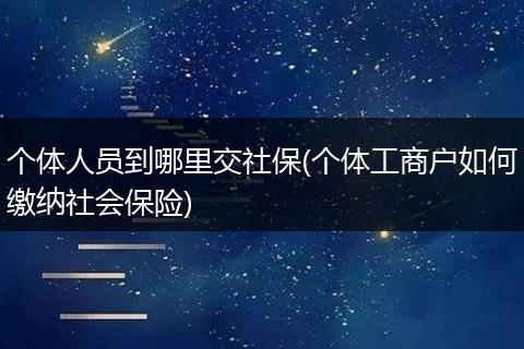 个体人员到哪里交社保(个体工商户如何缴纳社会保险)