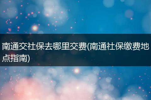 南通交社保去哪里交费(南通社保缴费地点指南)