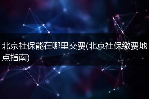 北京社保能在哪里交费(北京社保缴费地点指南)