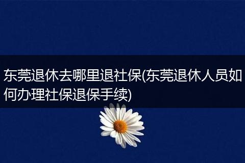 东莞退休去哪里退社保(东莞退休人员如何办理社保退保手续)