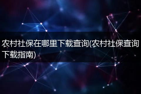 农村社保在哪里下载查询(农村社保查询下载指南)
