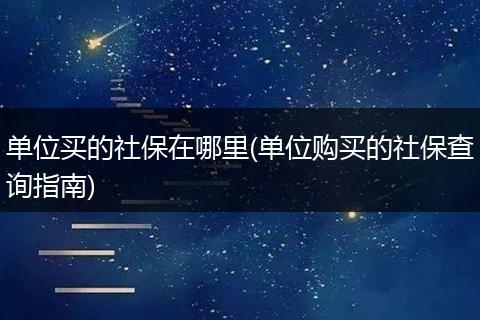 单位买的社保在哪里(单位购买的社保查询指南)