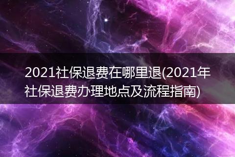 2021社保退费在哪里退(2021年社保退费办理地点及流程指南)