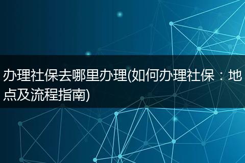 办理社保去哪里办理(如何办理社保：地点及流程指南)