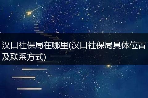 汉口社保局在哪里(汉口社保局具体位置及联系方式)