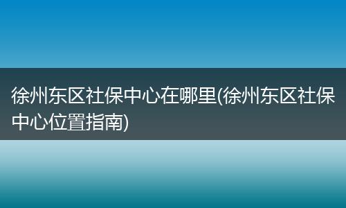 徐州东区社保中心在哪里(徐州东区社保中心位置指南)