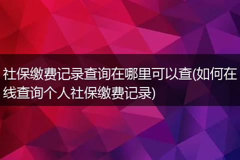 社保缴费记录查询在哪里可以查(如何在线查询个人社保缴费记录)