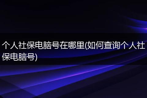 个人社保电脑号在哪里(如何查询个人社保电脑号)