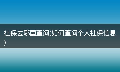 社保去哪里查询(如何查询个人社保信息)