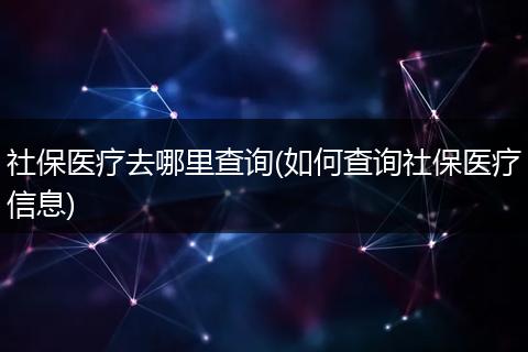 社保医疗去哪里查询(如何查询社保医疗信息)