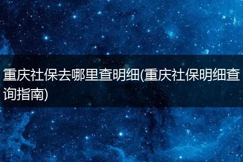 重庆社保去哪里查明细(重庆社保明细查询指南)