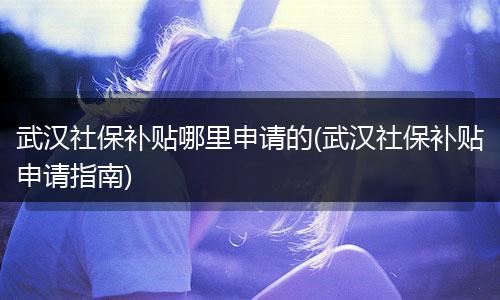武汉社保补贴哪里申请的(武汉社保补贴申请指南)