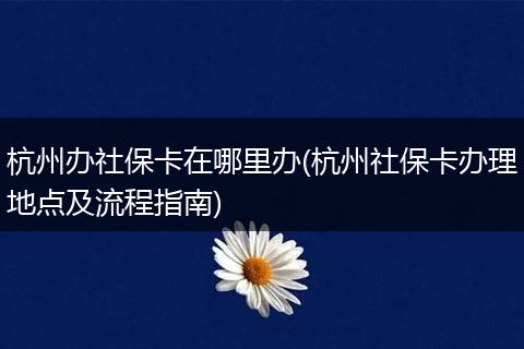 杭州办社保卡在哪里办(杭州社保卡办理地点及流程指南)
