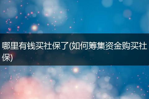 哪里有钱买社保了(如何筹集资金购买社保)