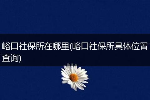 峪口社保所在哪里(峪口社保所具体位置查询)
