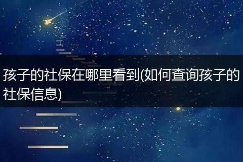 孩子的社保在哪里看到(如何查询孩子的社保信息)