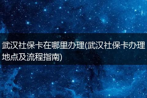 武汉社保卡在哪里办理(武汉社保卡办理地点及流程指南)