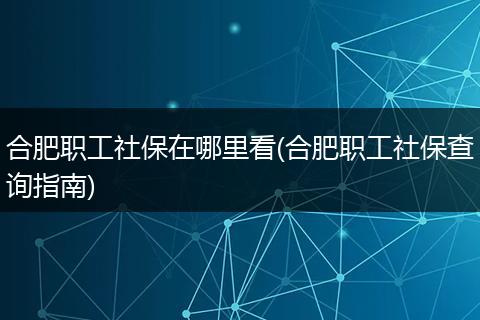 合肥职工社保在哪里看(合肥职工社保查询指南)