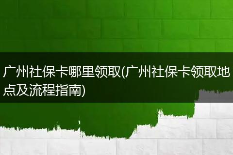 广州社保卡哪里领取(广州社保卡领取地点及流程指南)