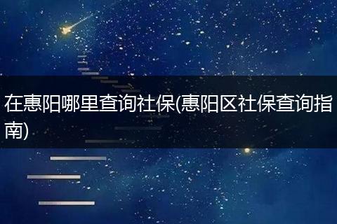 在惠阳哪里查询社保(惠阳区社保查询指南)