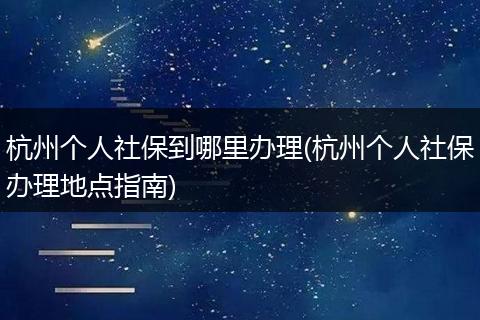 杭州个人社保到哪里办理(杭州个人社保办理地点指南)