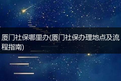 厦门社保哪里办(厦门社保办理地点及流程指南)