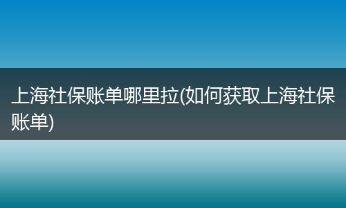 上海社保账单哪里拉(如何获取上海社保账单)