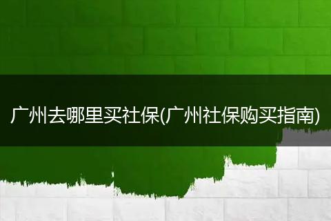 广州去哪里买社保(广州社保购买指南)