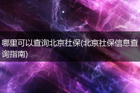 哪里可以查询北京社保(北京社保信息查询指南)