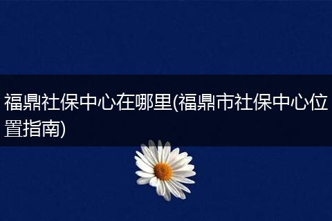 福鼎社保中心在哪里(福鼎市社保中心位置指南)