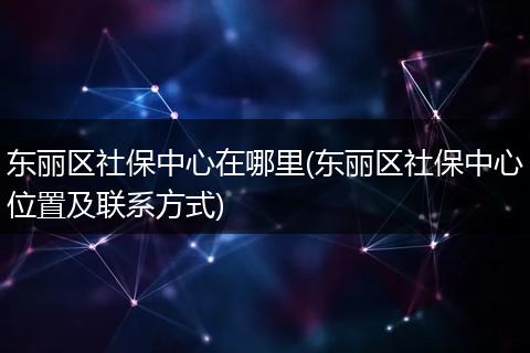 东丽区社保中心在哪里(东丽区社保中心位置及联系方式)