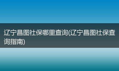 辽宁昌图社保哪里查询(辽宁昌图社保查询指南)