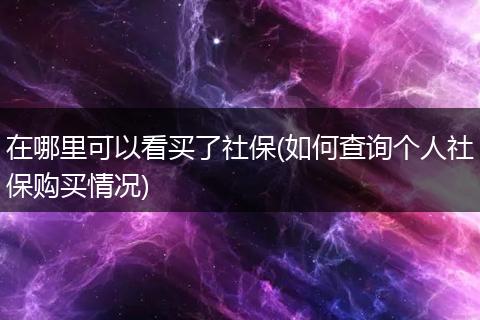 在哪里可以看买了社保(如何查询个人社保购买情况)